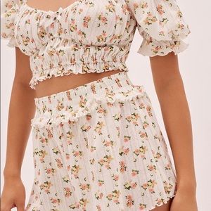For Love & Lemons Lola Pointelle Shorts Cream S